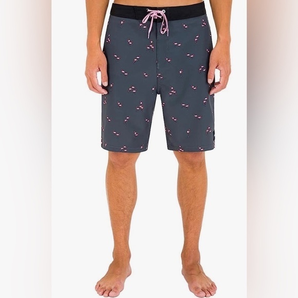 HURLEY Weekender Pink Flamingo Board Shorts Dark Stone Grey SZ 28 Men’s - Picture 1 of 5
